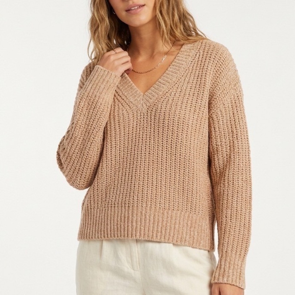 State Of Day Intimates Sweater Womens XL Brown Waffle Knit Long Sleeve V-Neck